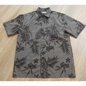 Cafe Luna Men's Medium Brown Floral Short Sleeve Button Up Shirt